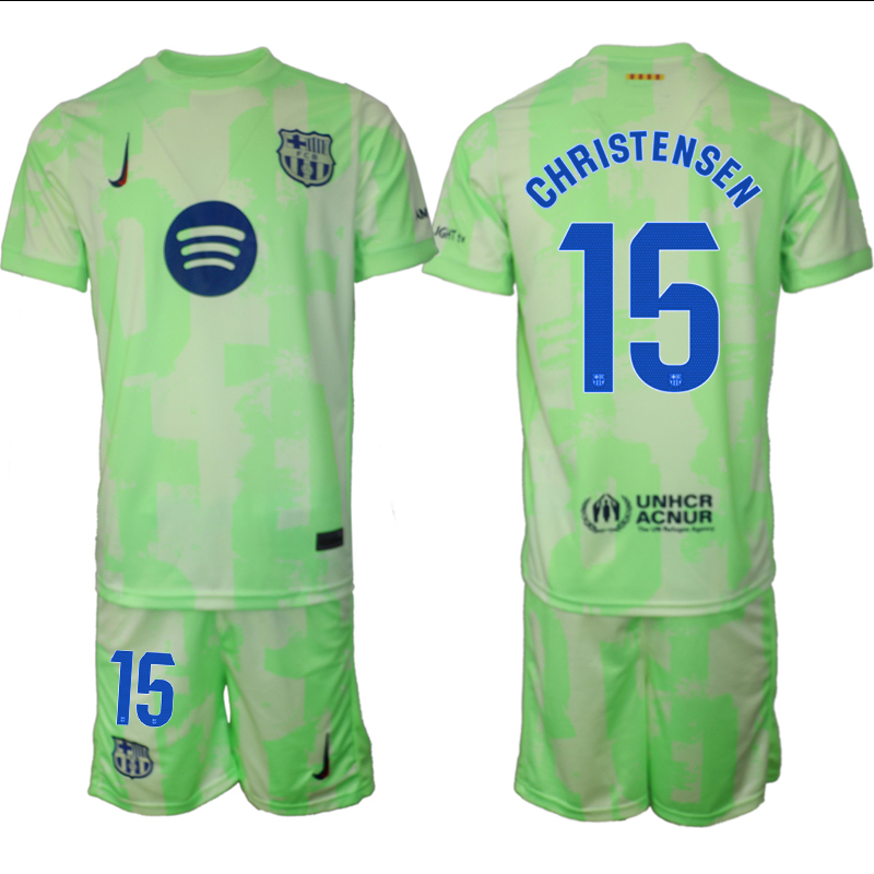 Men 2024-2025 Club Barcelona away Green #15 Soccer Jersey